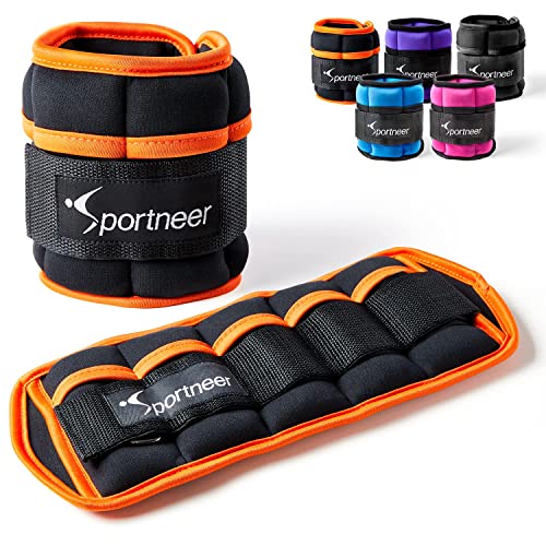 Sportneer Adjustable Ankle & Wrist Weights for Men Women Kids, Fully Adjustable Leg and Cuff Weight Straps for Fitness, Walking, Running, Jogging, Exercise, Gym, Workout | 0.5-2 lbs Each Pack, 2 Pack 1-4 lbs