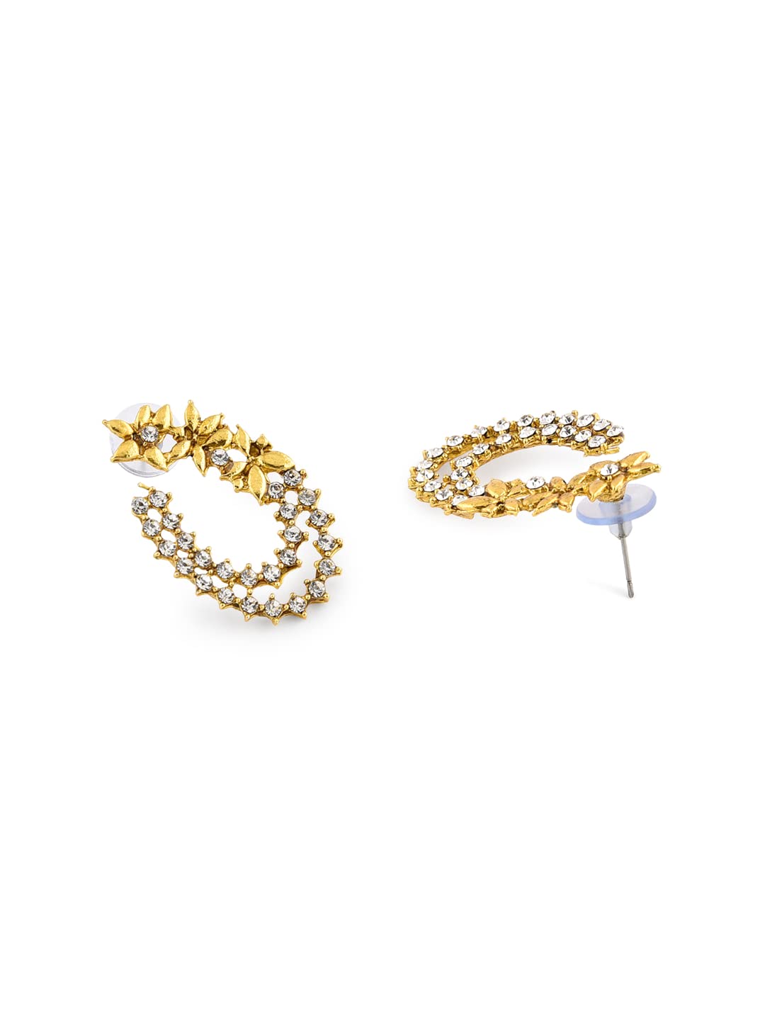 Antique Tone Floral Stud Earrings, Vintage Charm