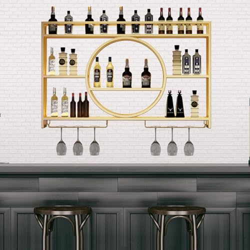 Meuble de bar flottant industriel avec porte-bouteilles pour salon convivial - 4