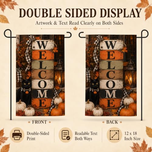 Halloween Welcome Garden Flag 12x18 Inch, Double Sided Yard Decor Outside - image 4