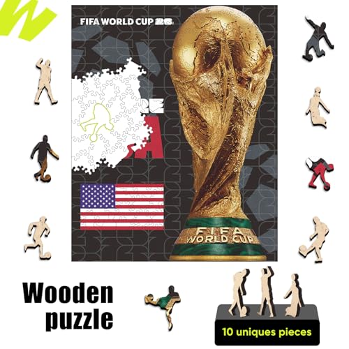 Image of FIFA USA Poster-2 Wooden Puzzle for Adult, 200 Pieces Irregular Shape Puzzle, 5MM Thick, Creative Collectible Gift for Fans, Officially Licensed Product, 9.3 x 12