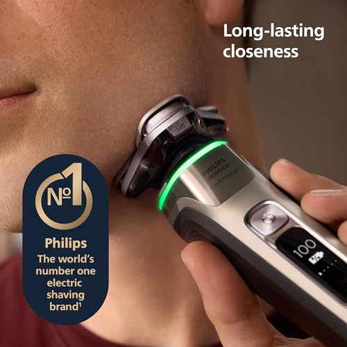 Image of Philips Norelco Shaver i9000 Prestige - Wet & Dry Electric Shaver, Gold Oyster, Sense IQ Technology, Triple Lift & Cut System, 360 Rotating Dual SteelPrecision Blades, Quick Clean Pod, Model XP9203 /81