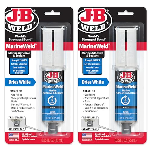 J-B Weld MarineWeld Syringe 2-Pack, White, UV...