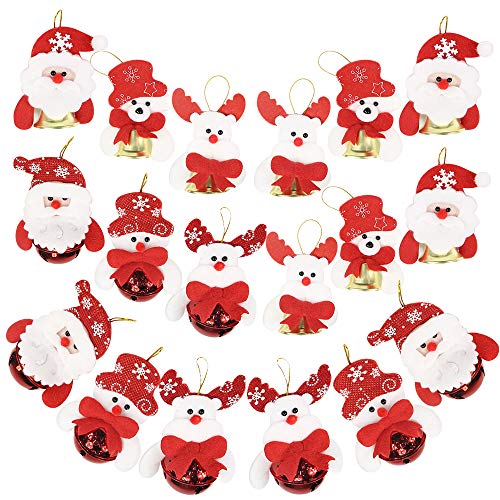 Canflo Christmas Tree Bells 18 Pcs Hanging Christmas Decoration Ornaments in Two Different Type Bells Each Type in 9 Pcs Snowman/Oldman/Bear/elk for Christmas Tree