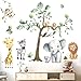 Baby Animal Wall Stickers for Nursery: Kids Boys Girls Bedroom Classroom Daycare Wall Decals - Jungle Animals Tree Elephant Lion Giraffe Monkey Sloth