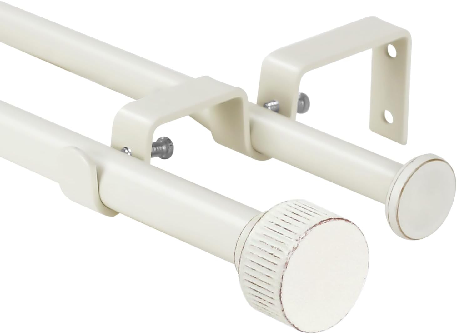 5/8" Double Curtain Rod with Bouton Finials (Gold, 48"-84")