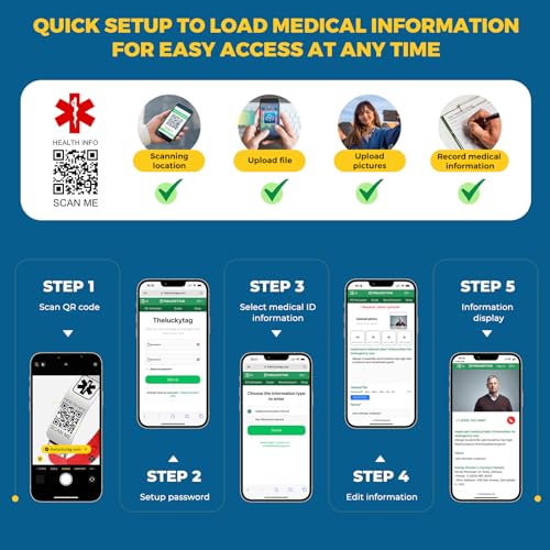 Theluckytag - Pulseras médicas unisex con código QR, pulsera de información médica para deportes y viajes, pulsera impermeable de silicona para muñecas de hasta 22,9 cm - imagen 5