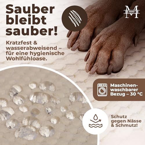 Manno Hundebett mit Memory Foam für mittelgroße & Grosse Hunde [Gratis Decke & 2 Kissen] Kuscheliges Bett für deinen Hund mit waschbarem Bezug | Hundekissen, Dog Bed, wasserabweisend & rutschfest (L)