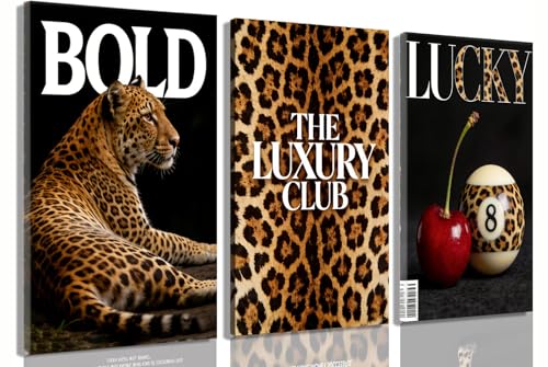 Image of Frimeeme Framed Trendy Leopard Canvas Wall Art, 12x16 inch, Set of 3