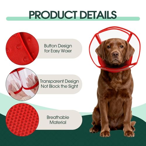 Image of Kuoser Dog Cone Collar After Surgery, Soft Cone for Dogs to Stop Licking, M
