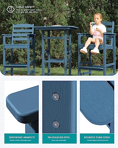 Serwall PATIO BAR SET Balcony Adirondack Chairs And Table 3 Pieces Set, Adirondack Bar Height Chairs Set Of 2 And Bar Table thumb #2