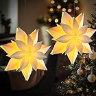 EANLOLY 2er Set Weihnachtsstern Beleuchtet, Papiersterne Weihnachten, 3D Stern Fensterdeko, Weihnachtsdeko Innen Zum Aufhängen, mit Timer LED Lichterkette Beleuchtung 45 cm