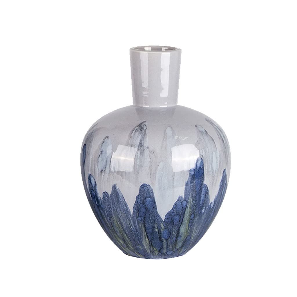 asdchZen Vases Retro Chinese Zen Artistic Conception Hand-Painted Kiln Glaze Gray Flower Vase Home Living Room Ceramic Vase Flowers Vases