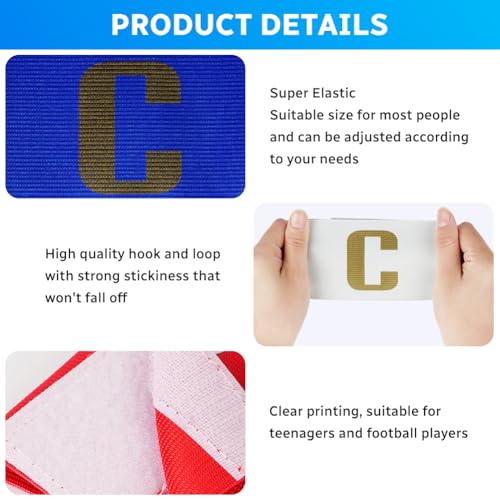 flintronic 4PCS Kapitänsband, Kapitän Armbinde, Gummielastische Armbinde, Spielführerbinde für Fußball und Rugby, Captains Armband, für für Erwachsene und Jugendliche