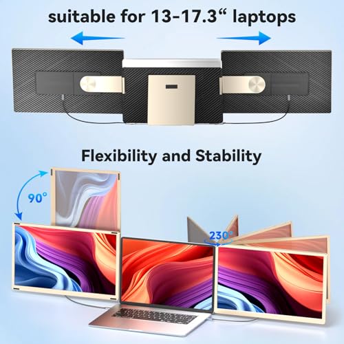 Image of Laptop Screen Extender,15.6 inch Portable Monitor, FHD 1080P Ultra-Slim Travel Monitor with Speakers, Triple Display Extension, Compatible with 13-17.3 inch Laptops