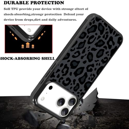 Image of KANGHAR Case Compatible with iPhone 17 Pro,Black Leopard Design | Tire Texture Non-Slip +Shockproof Rugged TPU Protective Case for iPhone 17 Pro 6.3 Inch