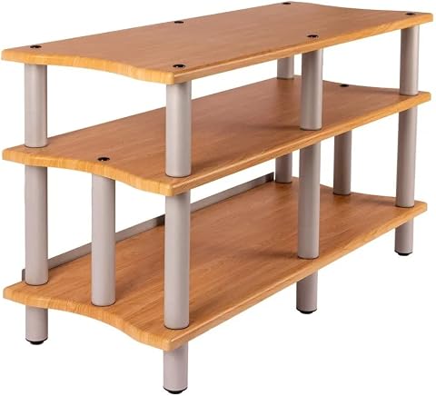 Monolith Double-Wide XL 3-Tier AV Stand - 300 lbs Capacity Per Shelf, Maple