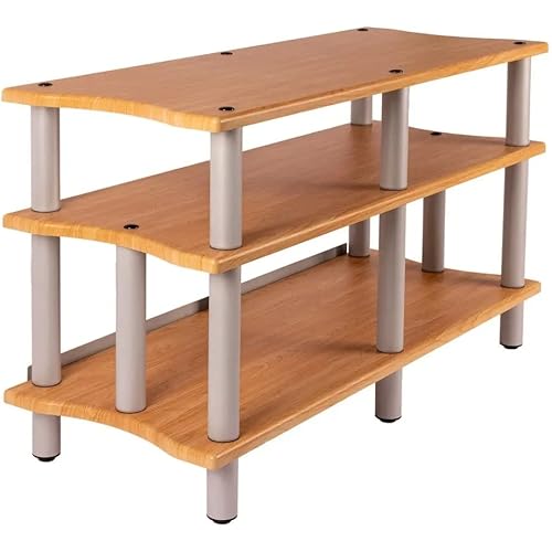 Monolith Double-Wide XL 3-Tier AV Stand - 300 lbs Weight Capacity Per Shelf, Organize and Display Your AV Components, Home Theater or Entertainment System, Maple