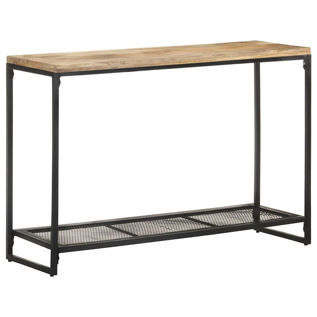 SXZenSpace Console Table 110x35x75 cm Solid Mango Wood Rustic Side with Iron Legs for Hallway Living Room Bedroom