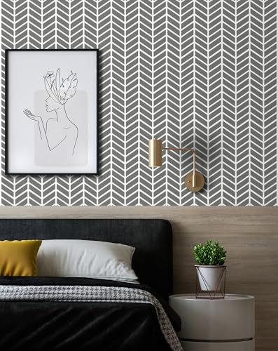 Tomete Herringbone Peel and Stick Wallpaper Boho...