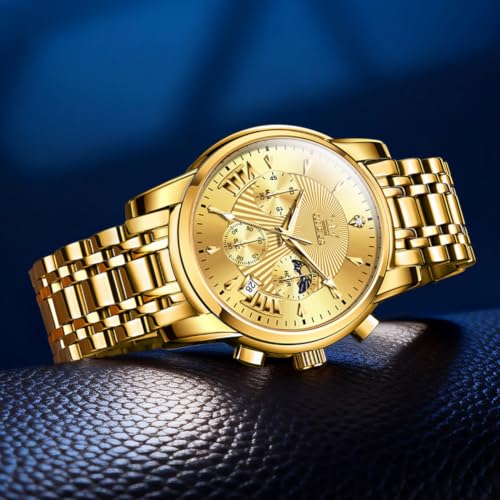 Image of OLEVS Watch for Men Classic Business Dress Analog Quartz Stainless Steel Waterproof Luminous Date Diamond Men Silver Watch