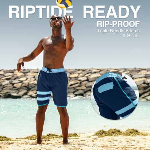 Image of Kanu Surf Men's Big Viper Extended Size Stripe Swim Trunk