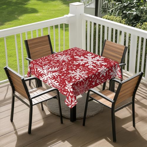 Yesad Square Tablecloth Washable Table Cover 54"x54" and 60"x60", Waterproof Square Table Cloth for Indoor and Outdoor, 60x60In, Christmas Snowflakes by Yesad - Image 8