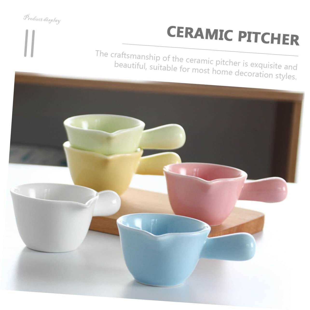 SOLUSTRE Brocche per Sciroppo in Ceramica 100ml con Manico, Lattiera Multiuso per Salsa e Latte, Set da 5 Pezzi Colorati per Casa, Bar e Ristoranti