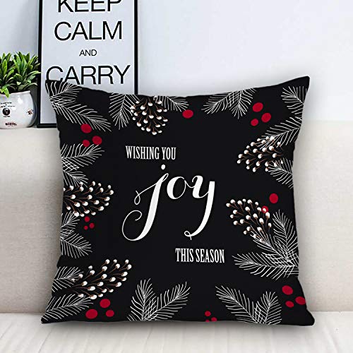 Batmerry Merry Christmas Theme Decorative Pillow Covers 18 x 18 inch,Poinsettia Holly Pine Merry Christmas Double Sided Throw Pillow Covers Sofa Cushion Cover Lumbar Pillowcase - Image 3