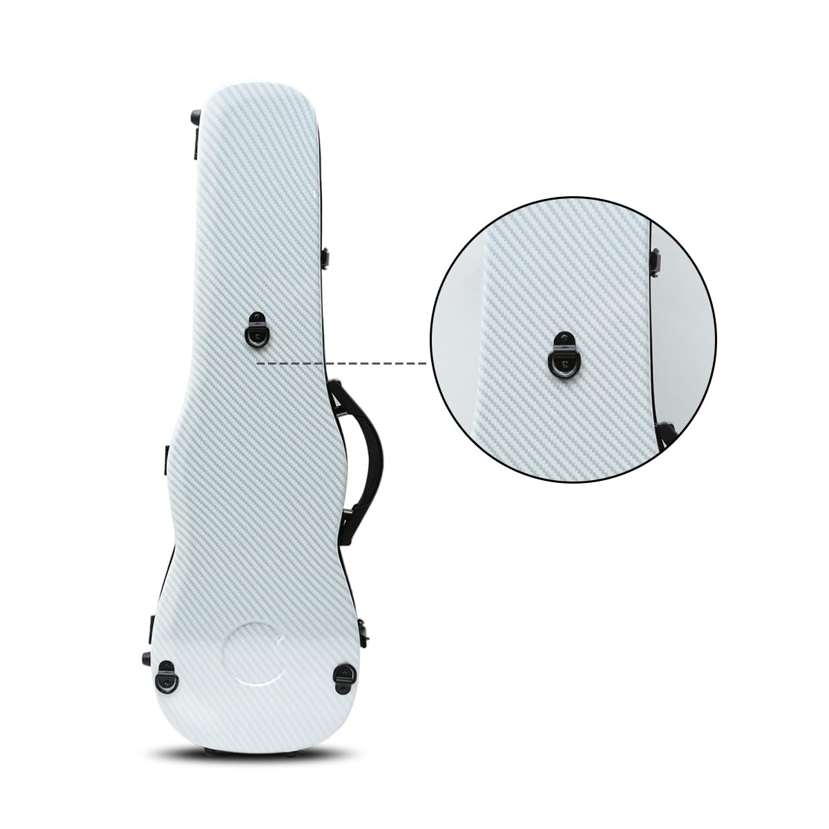 Custodia rigida per violino 4/4, in materiale composito di carbonio, con cinghie staccabili, struttura ultraleggera, protezione, impermeabile e durevole (bianco)