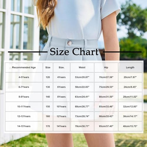 Girls Dressy Suit Shorts High Waisted Kids Flat Front Formal Casual Shorts Button Zipper Short Pants Straight Leg2