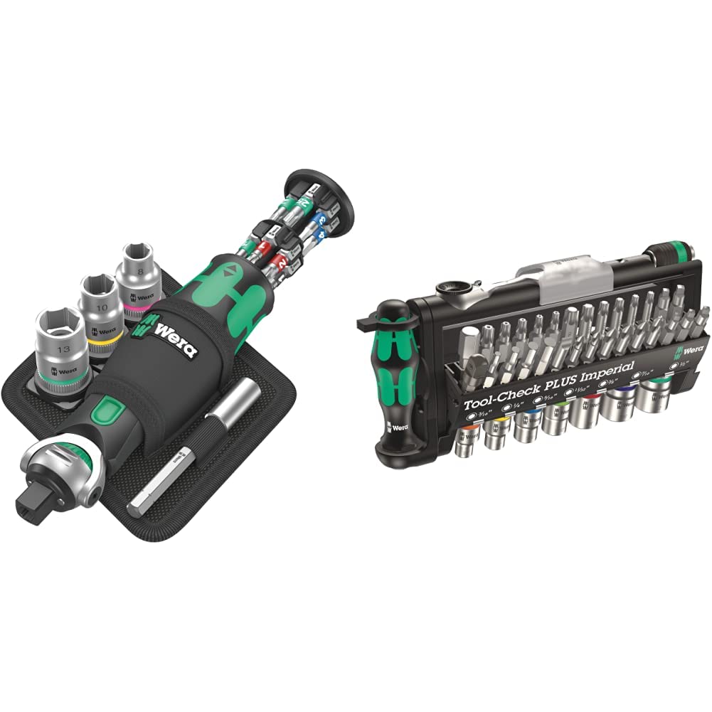 Wera 05004281001 8009 Zyklop Pocket Set 2, Ratchet Set, 18 Pieces & KRAFTFORM MICRO-SET/12 SB 1 Screwdriver Set