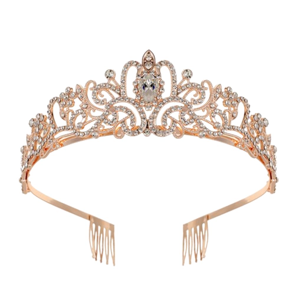 Ylinwtech Tiara Corona de Cristal con Diamantes de Imitación Peine,Brillante Tiara Corona de Cristal,Tiara de Boda Diadema de Cristal,Tiaras Corona de Princesa, para Boda Fiesta Cumpleaños Accesorios