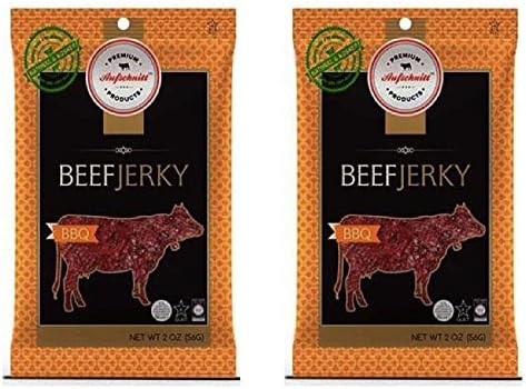 Aufschnitt Grass Fed Beef Jerky - Low Sodium, Certified Kosher - Keto Friendly - 2 Pack, BBQ