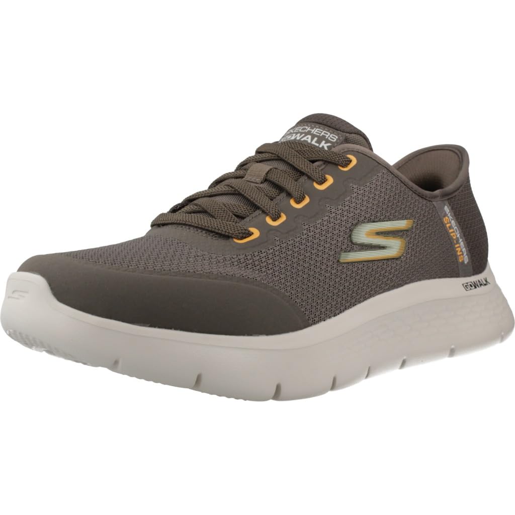Skechers Herren GO Walk Flex NETRO Trainer, Brown Textile/Trim, 47 EU