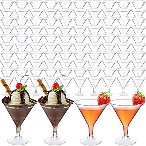 100 Stück transparente Kunststoff-Martini-Gläser, 170 ml, Einweg-Cocktailgläser, Mini-Martini-Dessert-Vorspeisen Cover