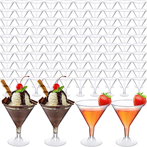 100 Pieces Clear Plastic Martini Glasses 8 Oz Disposable Cocktail Glasses Mini Martini Dessert Appetizer Cups Bulk Stackable Stemmed Martini Glass For Weddings Birthday Outdoor Parties #TOP5