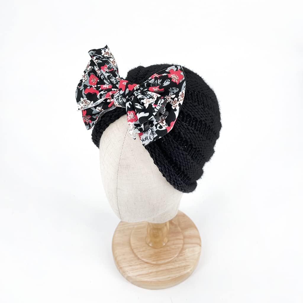 XYX Winter Baby Toddlers Breathable Cotton Beanie Hat Newborn Knotted Hat Cute Warm Knit Soft Turban Bow Knot Cap (Hat-multicolored3) - Image 3