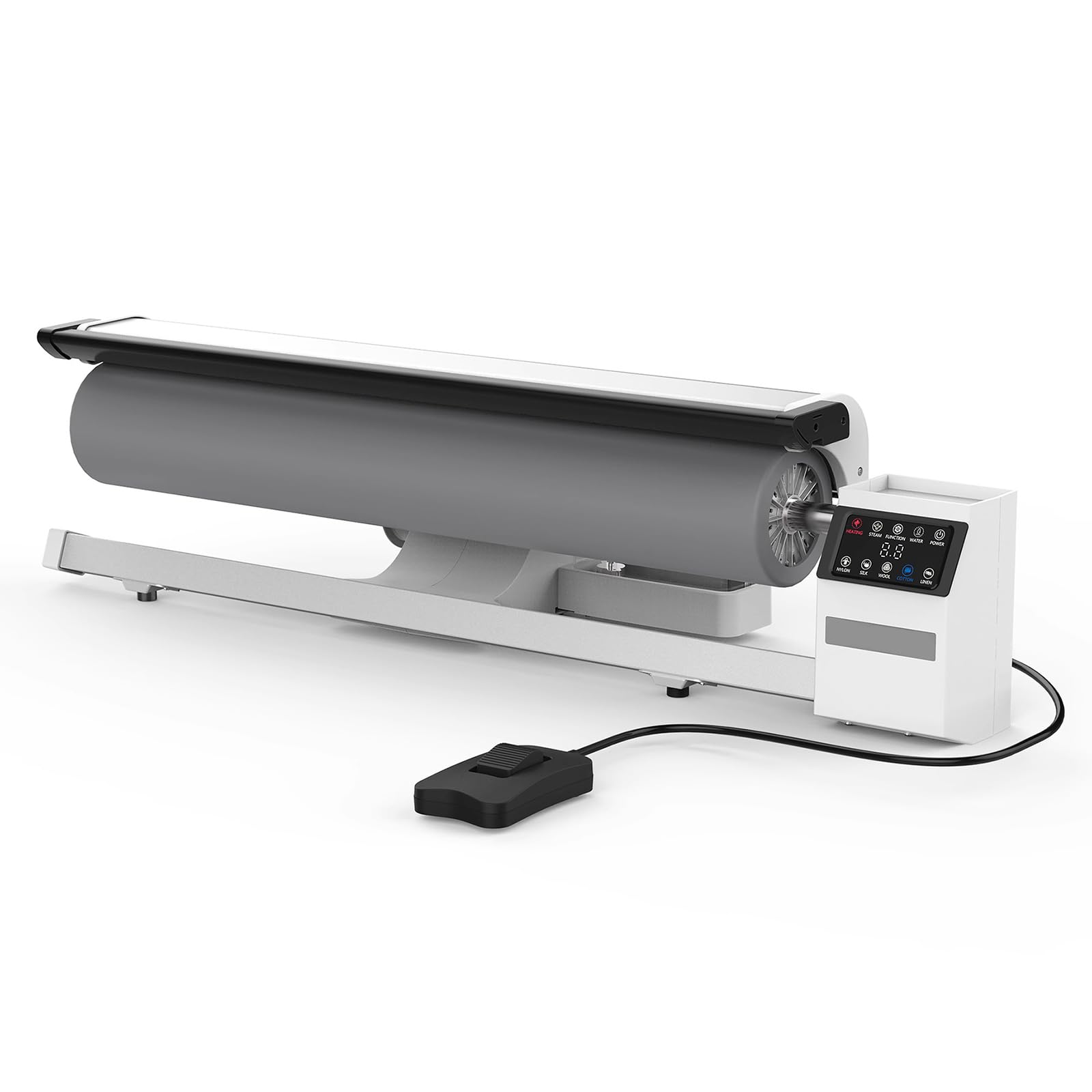 Macchina da stiro a rullo commerciale per biancheria da letto, 2950 W Rullo a vapore rotante professionale con touch screen e controllo a pedale, velocità di rotolamento 2,5 m/min, vapore continuo