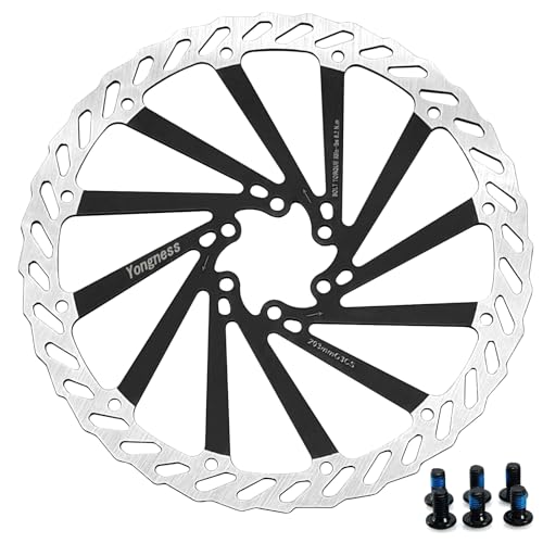 Yongness Fahrradbremsscheibenrotor 160 mm/180 mm/203 mm, Edelstahl-Fahrradbremsscheibe mit 6 Schrauben, geeignet für die meisten Fahrräder, Rennrad, Mountainbike, BMX, MTB (Schwarz, 203mm)
