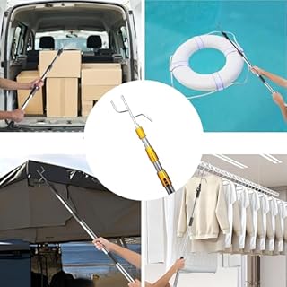 4,92 Pieds Retriever De Cargaison De Camion, Outil De Récupération De Chargement Télescopique Avec Deux Crochets,perche De Ramassage Multi-usage, Mât De Récupération De