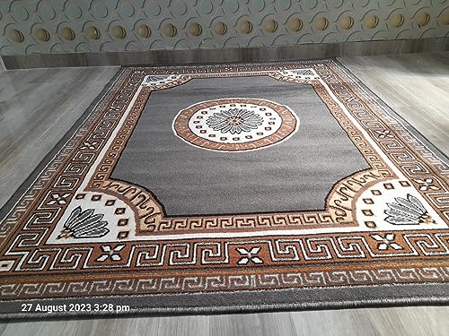 Image of Soft Modern Washable Beautiful Acrylic Rugs for Home Decor Living Room 5x7 Feet (150 x 200 Cm) Grey Color