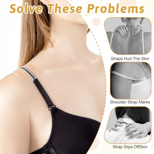 MBAIYO 6 Pair Bra Strap Cushion, 3 Colour Silicone Bra Strap Pads Fabric Non-Slip Shoulder Pads Protectors Holders for Slipping Women Minimize Shoulder Discomfort(Regular, Breathable)