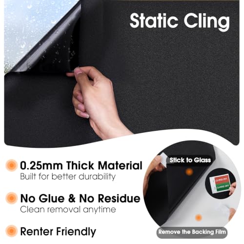 Image of Coavas Blackout Window Film 100% Light Blocking, Static Cling, 17.5 inchx78.7 inch
