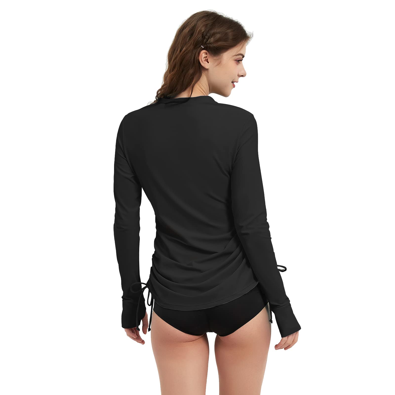LilyCat Rash Guard damska odzież chroniąca przed słońcem z długim rękawem, do połowy zamek błyskawiczny, koszula pływacka, regulowany strój kąpielowy topy
