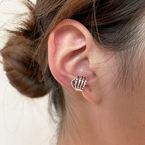 Halloween Skeleton Hand Ear Cuffs Gothic Skull Finger Ear Cuffs Clip Earrings for Women Halloween Theme Party2