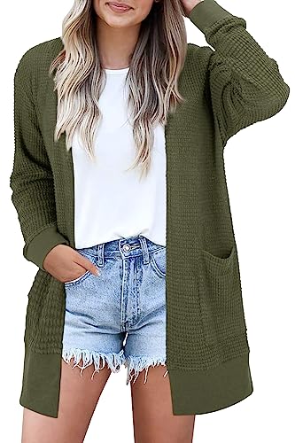Image of STYLEWORD Women's Fashion Cardigan Sweater Lightweight Open Front Long Casual Beach Kimonos Outfits with Pockets