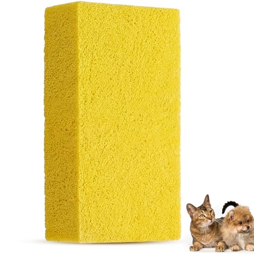 Image of 1 Pack Pet Hair Remover Sponge Cat and Dog Hair Sponge Rubber Pet Fur Lifter Removal Tool, Remove from Furniture, Carpet, Bedding, Clothing, 6.26 x 3.28 x 1.89 Inch (Yellow)