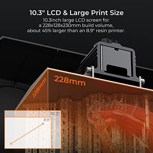 Image of WOL3D Creality Halot-Mage Resin 3D Printer, 8K Resolution 10.3 inch Monochrome LCD UV Photocuring Resin Printer with High-Precision Integral Light Print Size 8.97x5.03x9.05in