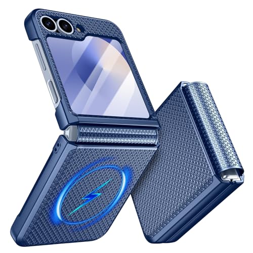 Doeshine für Samsung Galaxy Z Flip 7 FE/Flip 6 Hülle [Not for Flip 7] für Mag-Safe mit Scharnierschutz & Displayschutzfolie Hard PC Militär Stoßfest Schutzhülle Kratzfest Rugged Cover (Mint Blau)